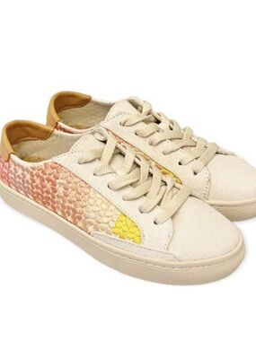 Soludos Embroidered Ombré Low-Top Sneakers - Ivory, Pink, Yellow
